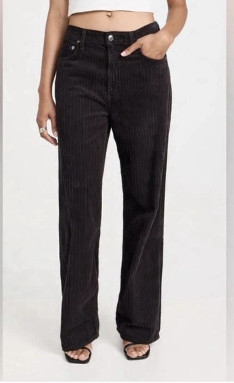 AGOLDE Pants Womens Size 29 Low Slung Baggy Black Corduroy Cotton Grunge Jeans